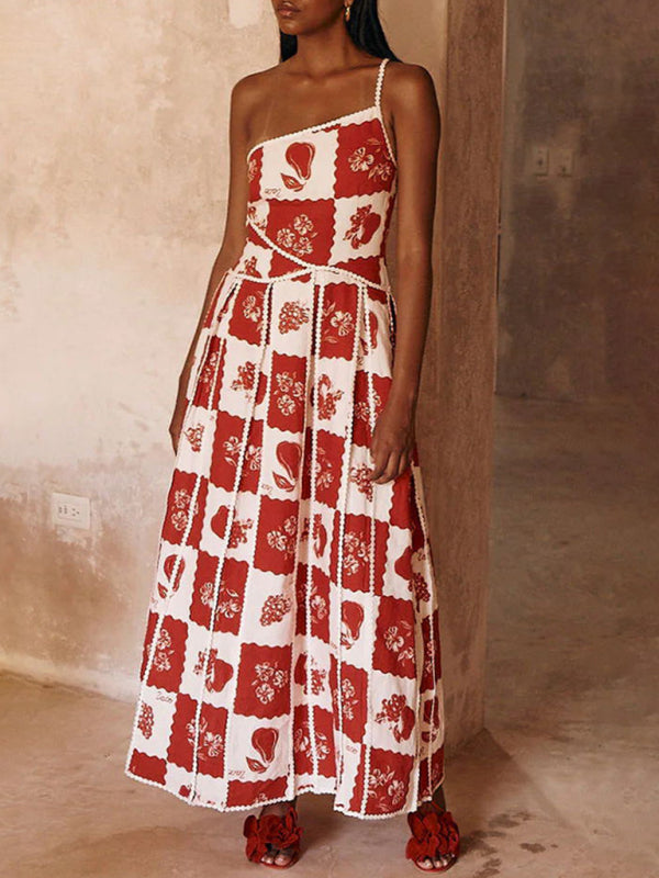 One-Shoulder Printed Summer Dress