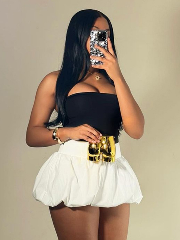 High Waist Bubble Mini Skirt – Smiling Maria