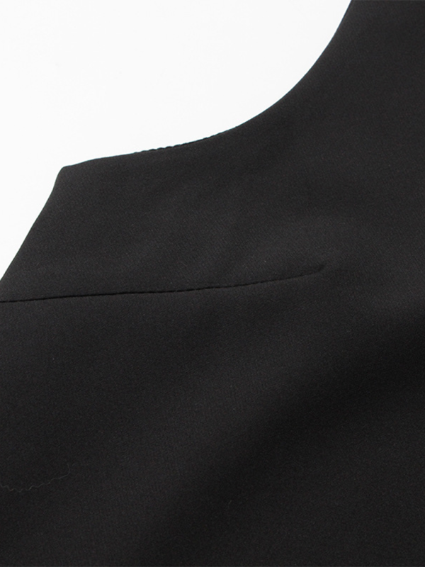 Minimalist Sleeveless Solid Color Woven Dress – Round Neck, Spring-Summer Style