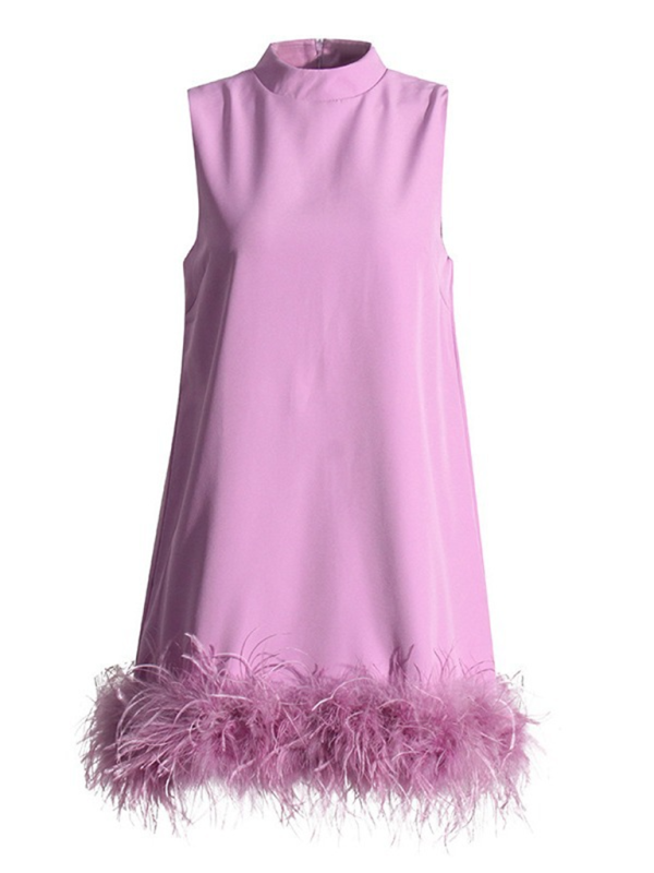 Minimalist Sleeveless Solid Color Woven Dress – Round Neck, Spring-Summer Style