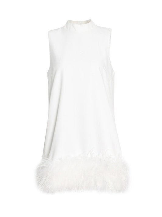 Minimalist Sleeveless Solid Color Woven Dress – Round Neck, Spring-Summer Style