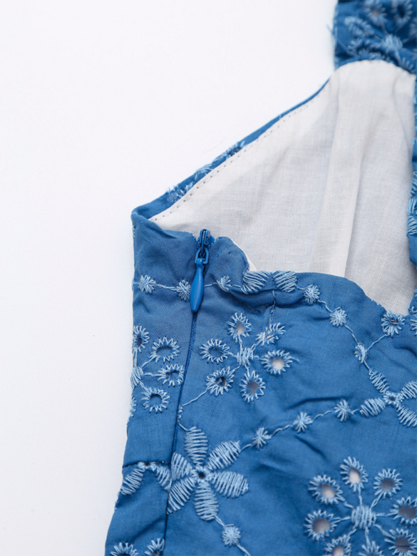 Romantic Hollow Embroidery Mini Dress – Cotton Blend Suspender Style