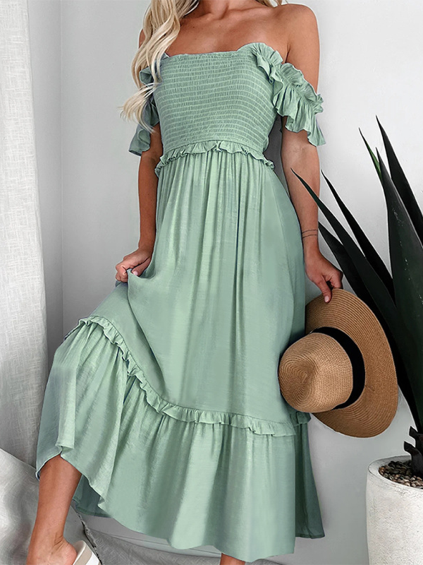 Robe midi dos nu bleue – Rayonne unie, légère et prête pour le printemps