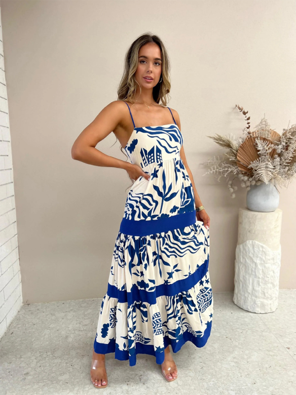 One-Shoulder Lace Trim Maxi Dress – Sleeveless Vacation Style