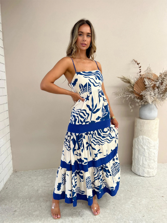 One-Shoulder Lace Trim Maxi Dress – Sleeveless Vacation Style
