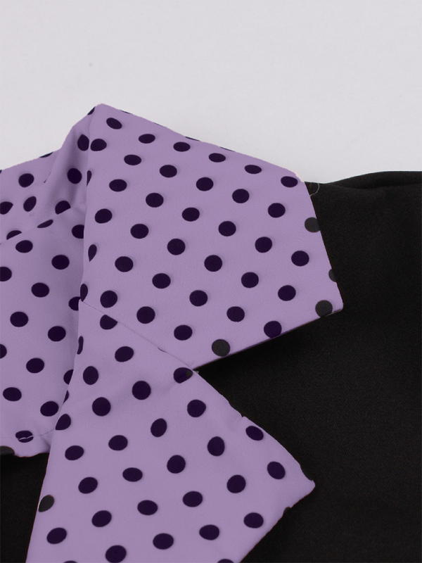 Polka Dot Lapel Belted Midi Dress – Short Sleeve, Slim Fit, Spring Style