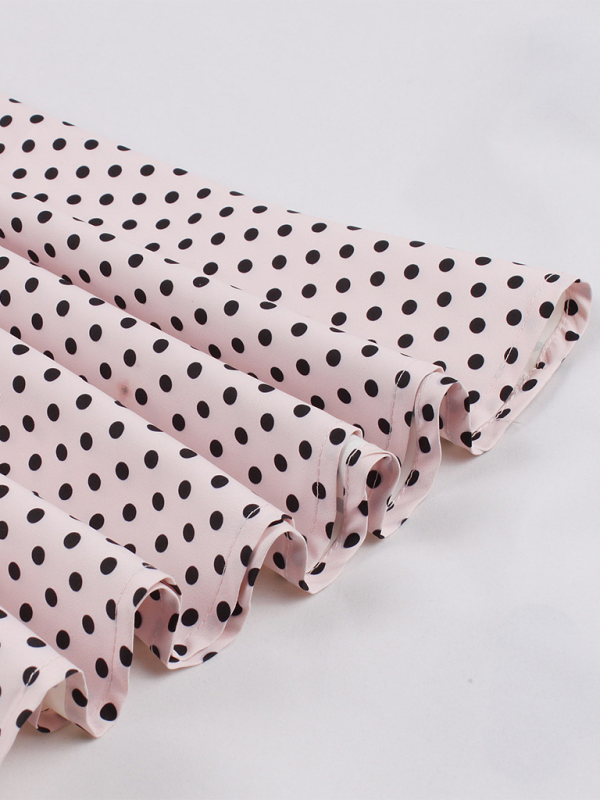 Polka Dot Lapel Belted Midi Dress – Short Sleeve, Slim Fit, Spring Style