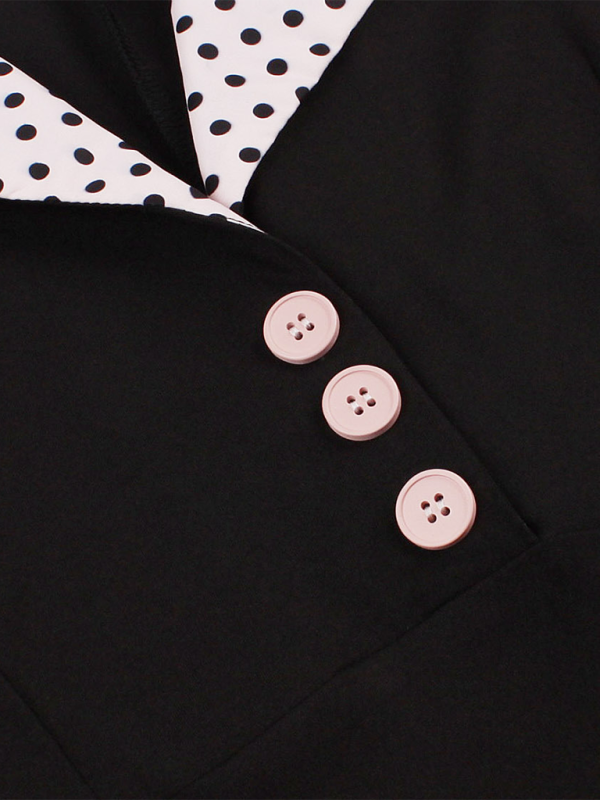 Polka Dot Lapel Belted Midi Dress – Short Sleeve, Slim Fit, Spring Style