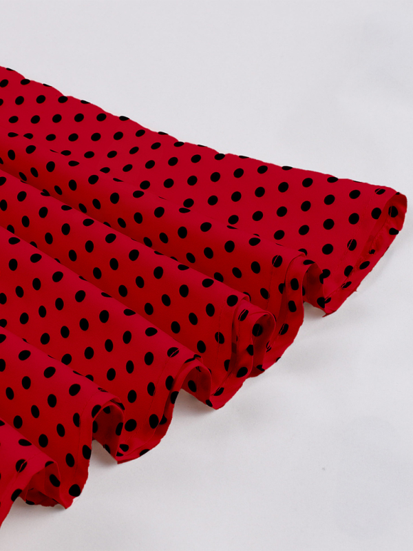 Polka Dot Lapel Belted Midi Dress – Short Sleeve, Slim Fit, Spring Style