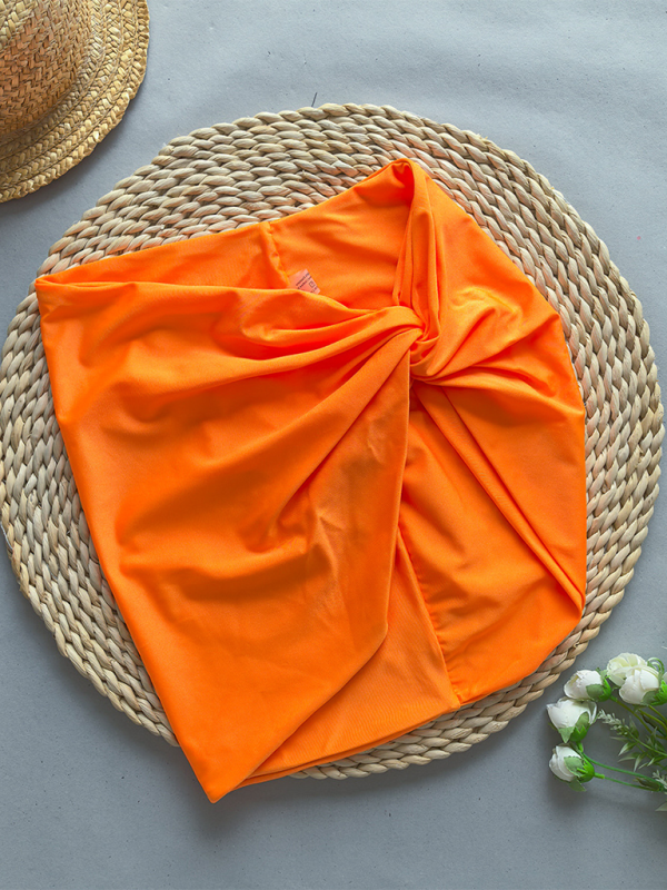 Solid Color Two-Piece Bikini Set – Sexy Knit Nylon with Moderate Stretch