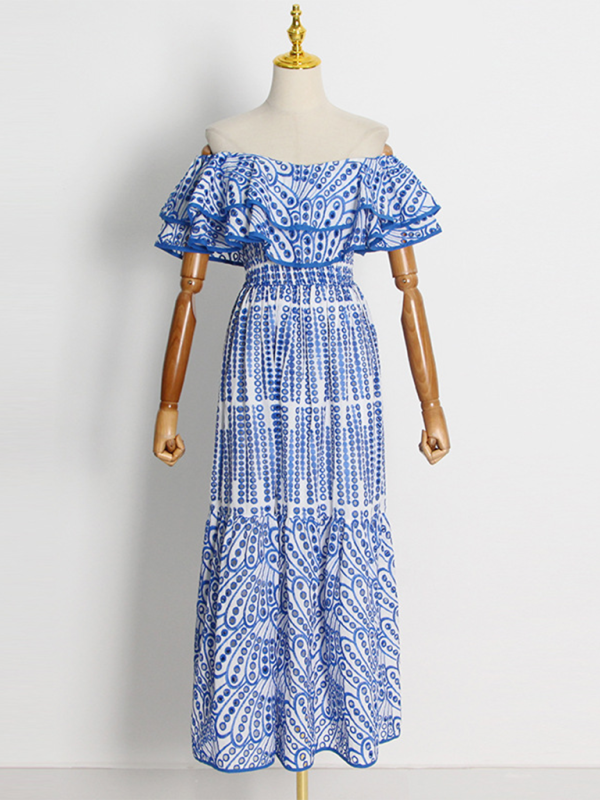 Double-Layer One-Shoulder Embroidered Maxi Dress – Romantic Spring Look