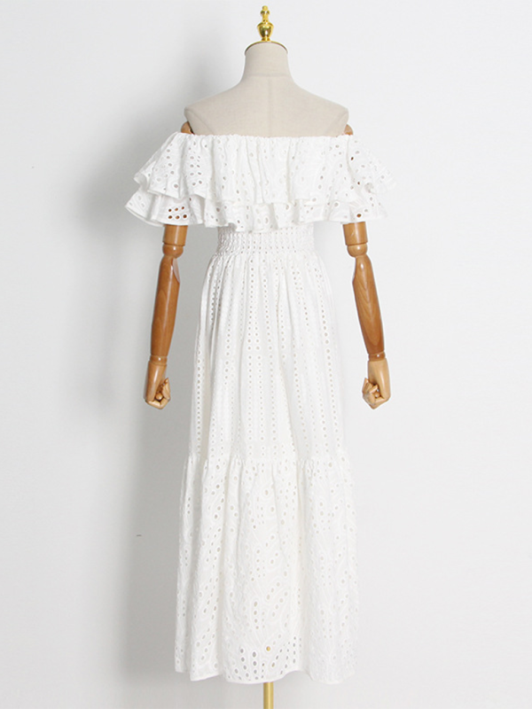 Double-Layer One-Shoulder Embroidered Maxi Dress – Romantic Spring Look