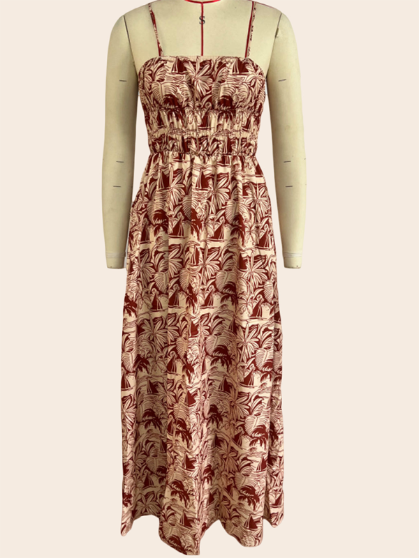 Printed Midi Suspender Dress – Lightweight & Breezy Summer Style