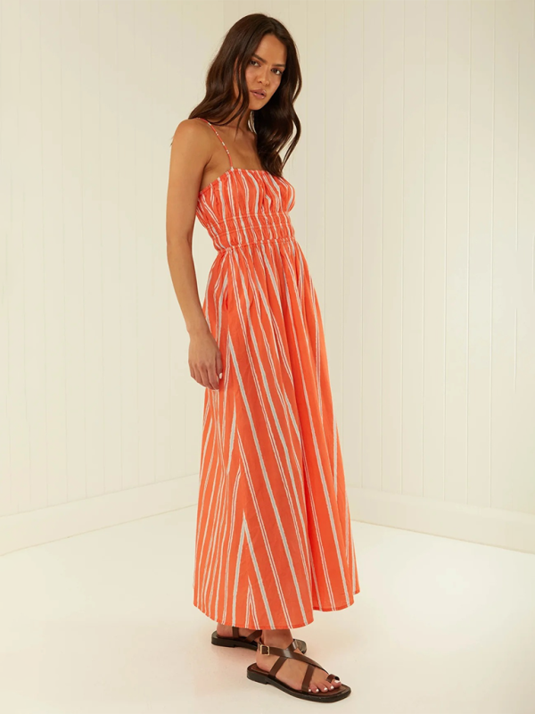 Printed Midi Suspender Dress – Lightweight & Breezy Summer Style