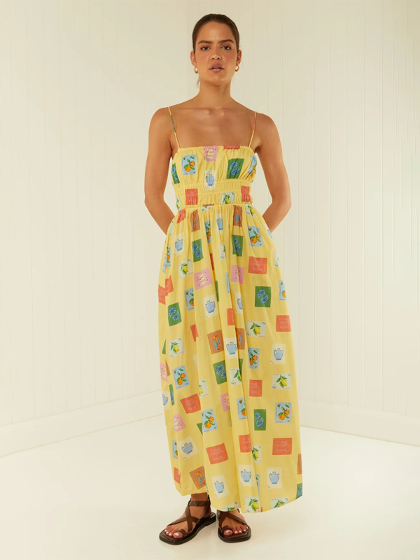Printed Midi Suspender Dress – Lightweight & Breezy Summer Style