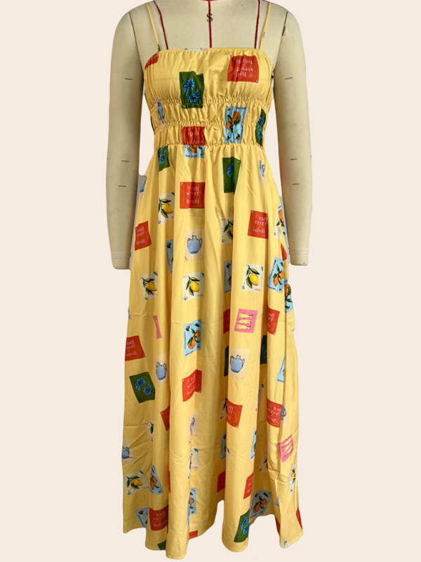 Printed Midi Suspender Dress – Lightweight & Breezy Summer Style