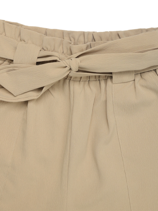 Elastic Waist Tapered Trousers with Tie Detail