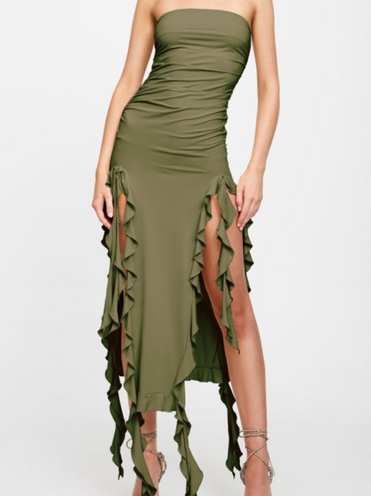 Wrap Chest Irregular Midi Dress – Sexy Knit Sleeveless Style for Summer