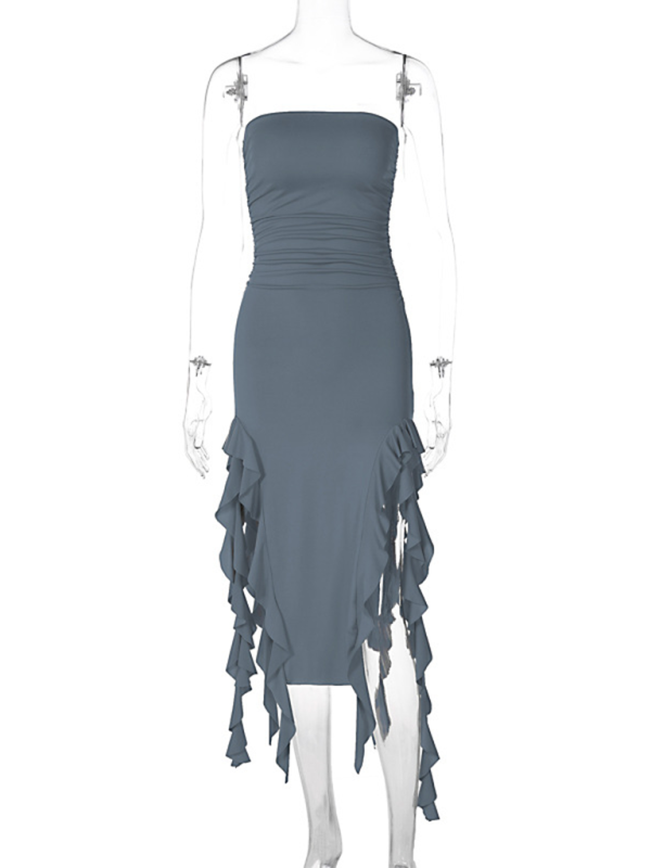 Wrap Chest Irregular Midi Dress – Sexy Knit Sleeveless Style for Summer