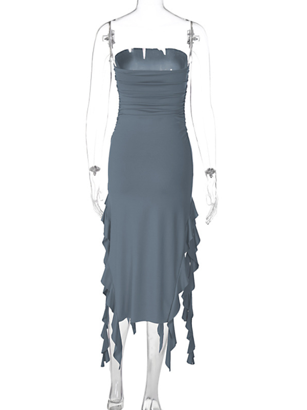 Wrap Chest Irregular Midi Dress – Sexy Knit Sleeveless Style for Summer