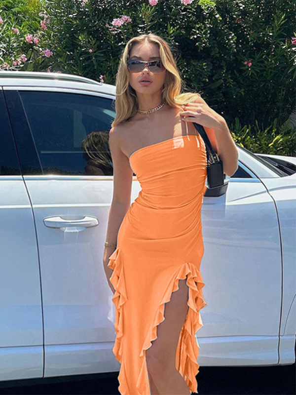 Wrap Chest Irregular Midi Dress – Sexy Knit Sleeveless Style for Summer