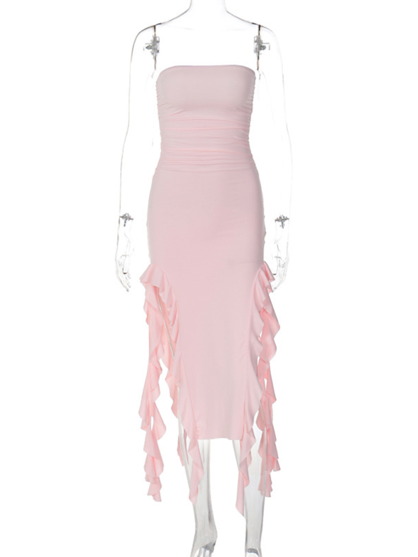 Wrap Chest Irregular Midi Dress – Sexy Knit Sleeveless Style for Summer