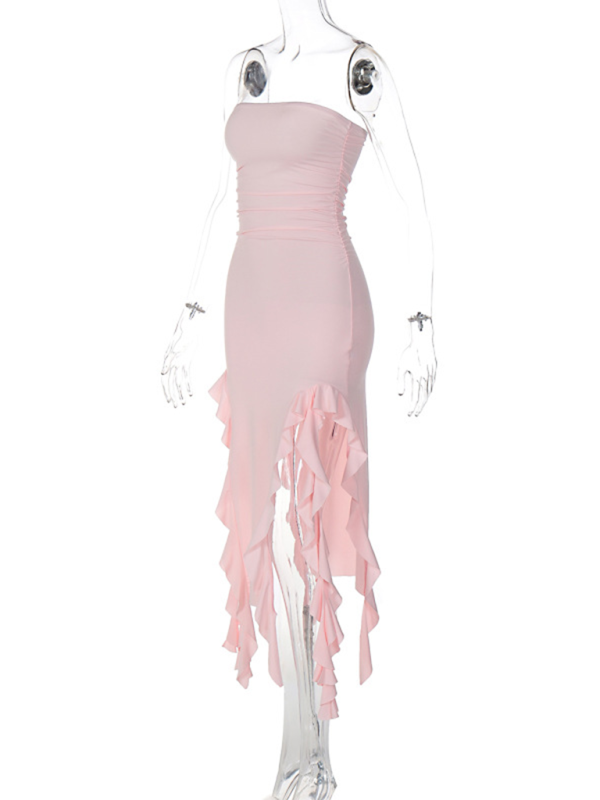 Wrap Chest Irregular Midi Dress – Sexy Knit Sleeveless Style for Summer