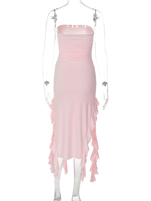 Wrap Chest Irregular Midi Dress – Sexy Knit Sleeveless Style for Summer