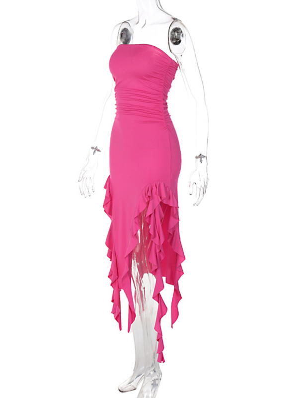 Wrap Chest Irregular Midi Dress – Sexy Knit Sleeveless Style for Summer