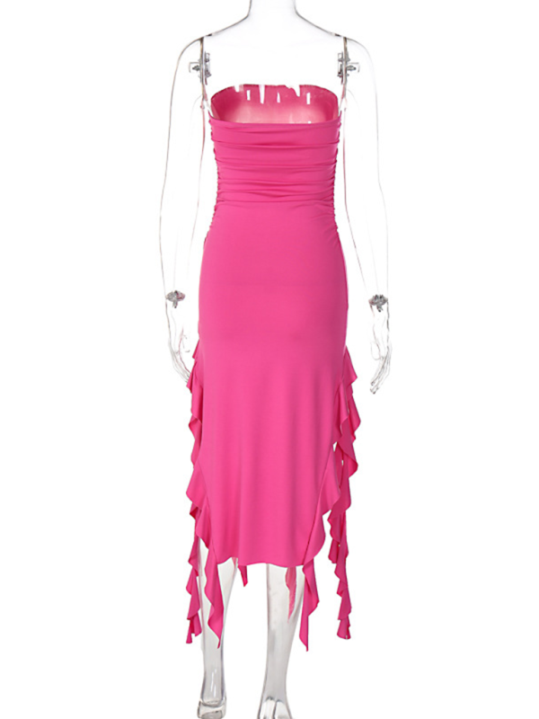 Wrap Chest Irregular Midi Dress – Sexy Knit Sleeveless Style for Summer