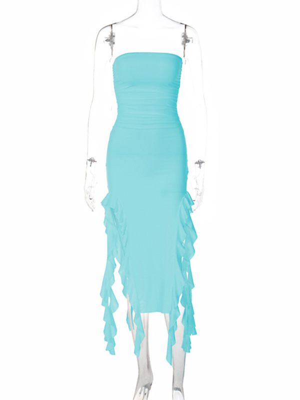 Wrap Chest Irregular Midi Dress – Sexy Knit Sleeveless Style for Summer