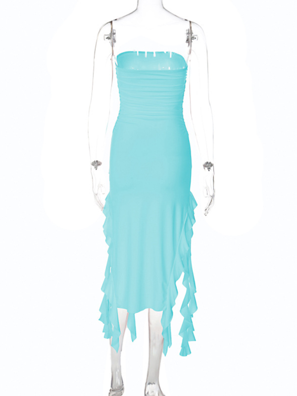 Wrap Chest Irregular Midi Dress – Sexy Knit Sleeveless Style for Summer