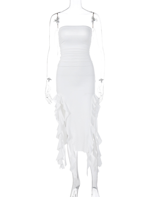 Wrap Chest Irregular Midi Dress – Sexy Knit Sleeveless Style for Summer
