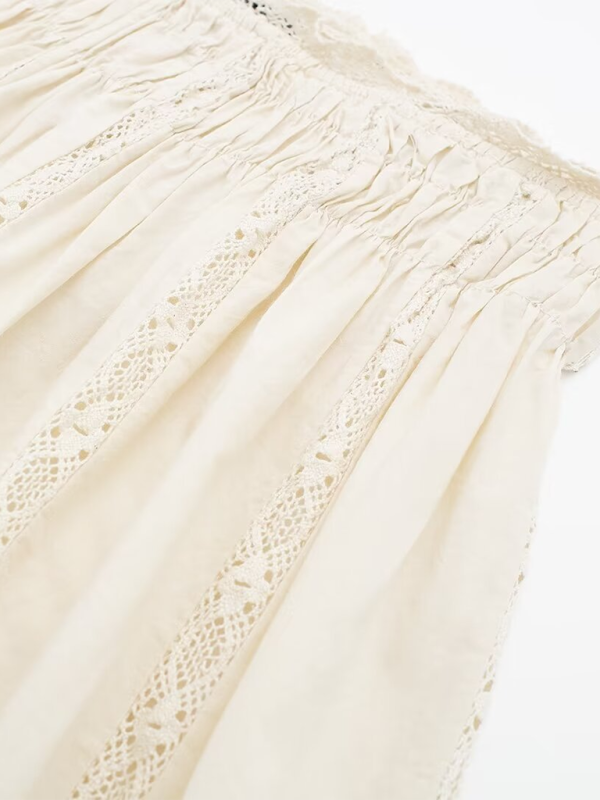 Embroidered Beige Woven Shorts