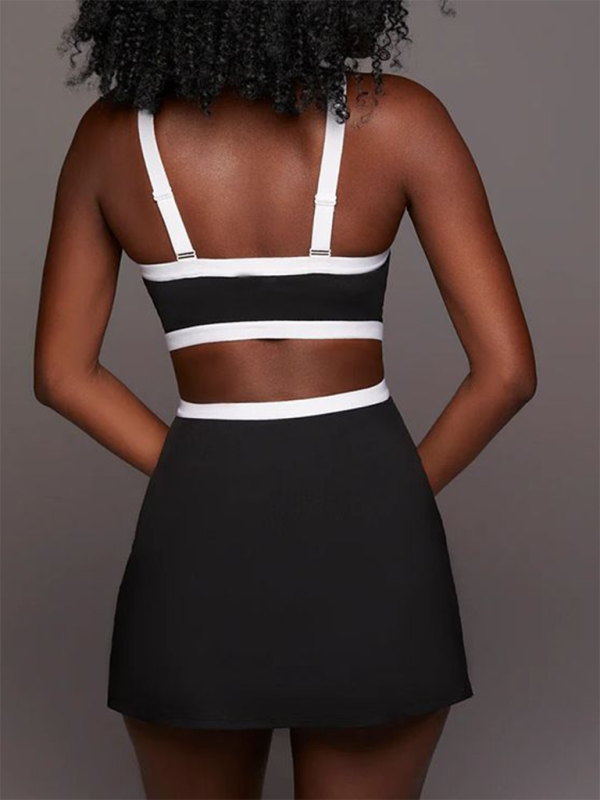 Damen-Yoga-Tenniskleid mit Farbblockdesign