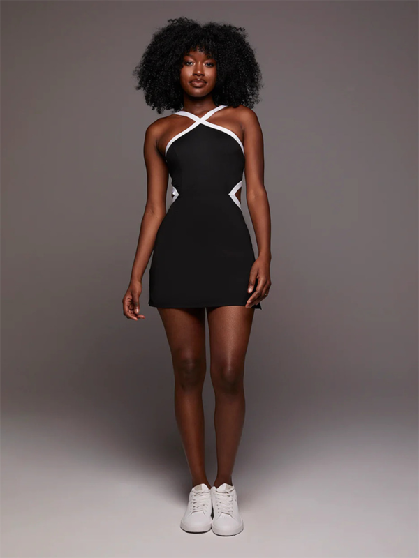Damen-Yoga-Tenniskleid mit Farbblockdesign