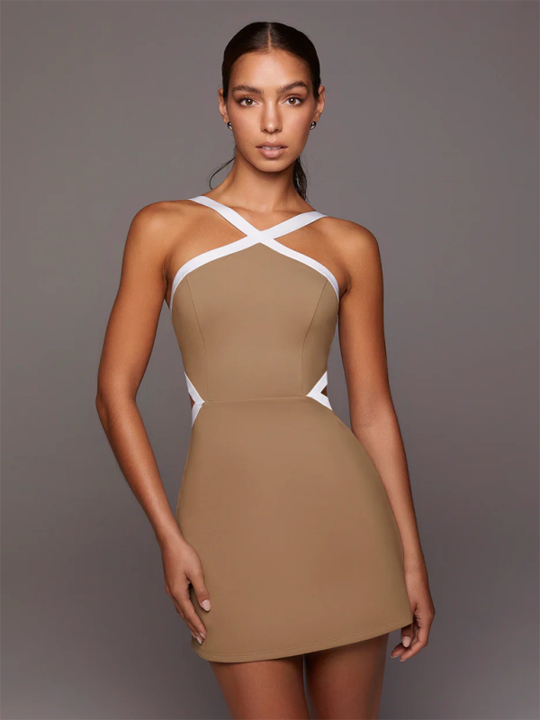 Damen-Yoga-Tenniskleid mit Farbblockdesign