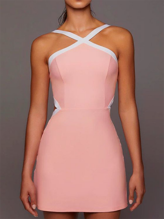 Damen-Yoga-Tenniskleid mit Farbblockdesign