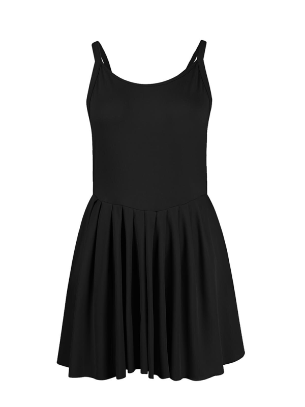 Solid Halter Neck High-Waisted Two-in-One Sports Midi Dress