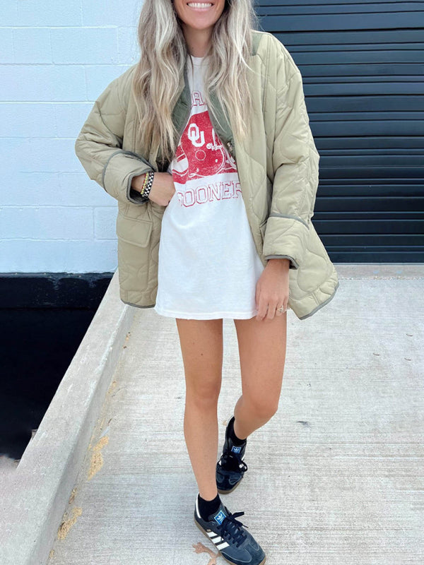 جاكيت قطني مبطن بلونين مع جيوب رقعة