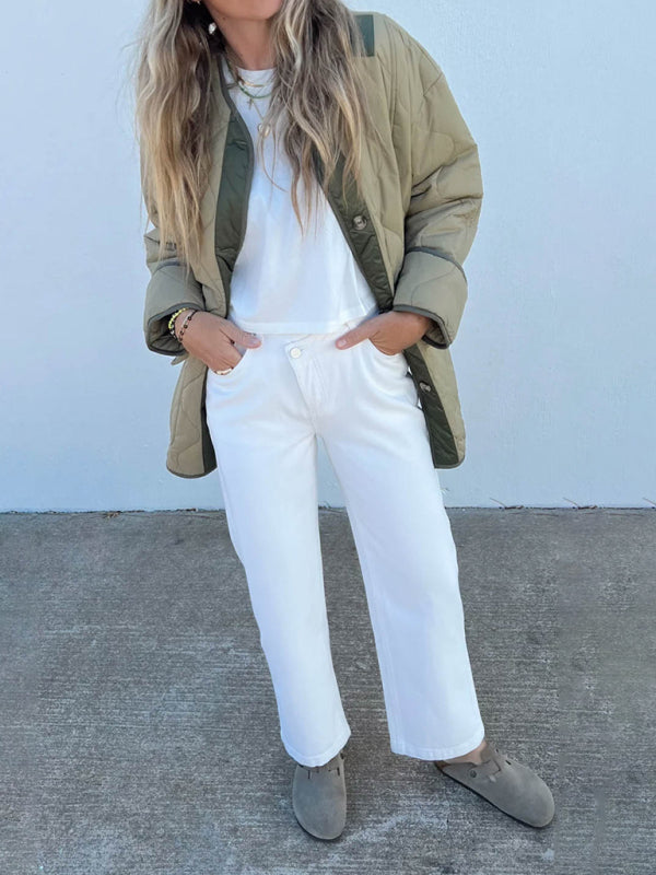 جاكيت قطني مبطن بلونين مع جيوب رقعة