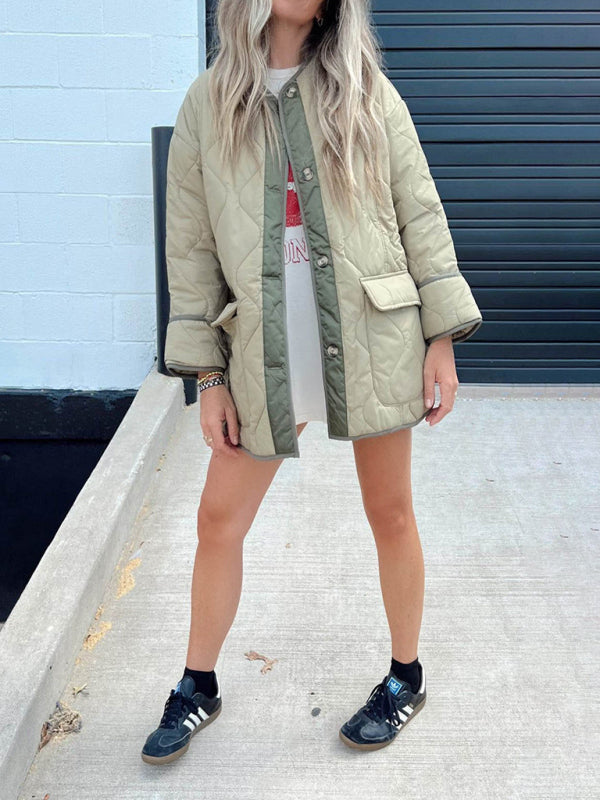 جاكيت قطني مبطن بلونين مع جيوب رقعة