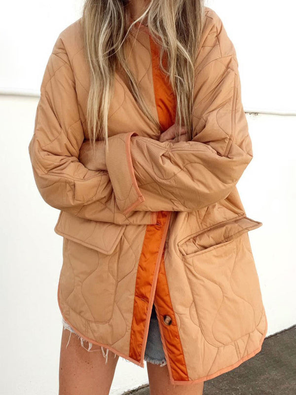 جاكيت قطني مبطن بلونين مع جيوب رقعة