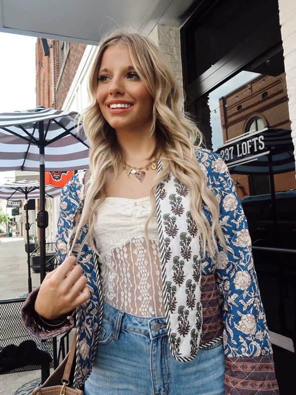 Chaqueta acolchada reversible estampada