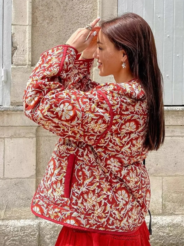 Retro Print Contrast Jacket – Smiling Maria