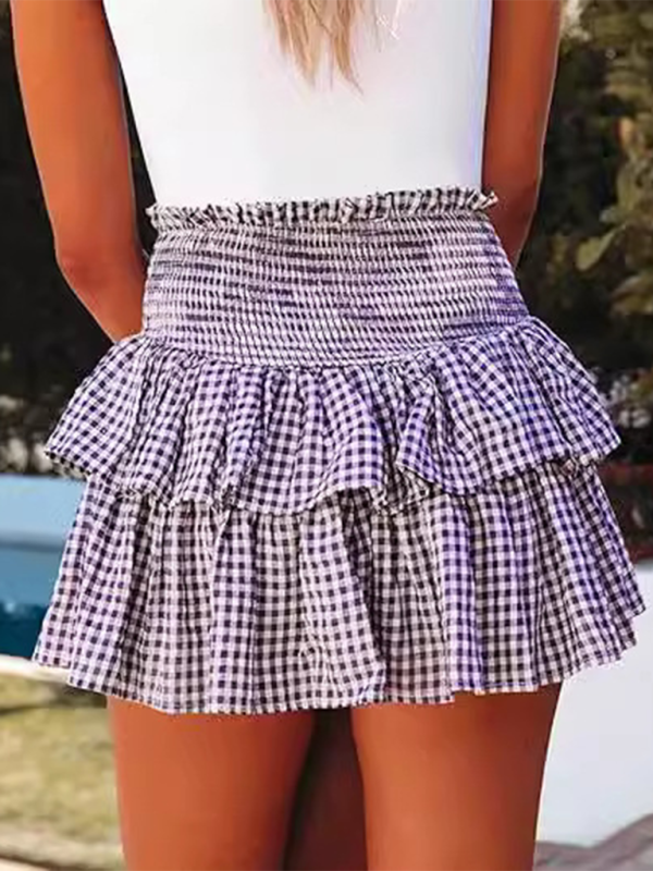 Plaid High Waist Mini Skirt