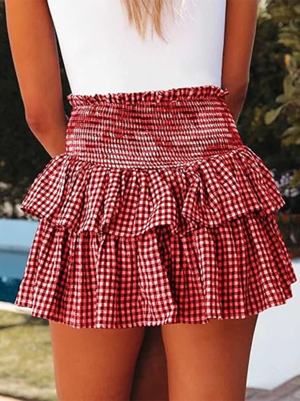 Plaid High Waist Mini Skirt