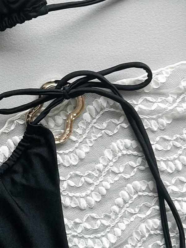 Deep V Solid Color Bikini – Sexy Knit Two-Piece with Moderate Stretch