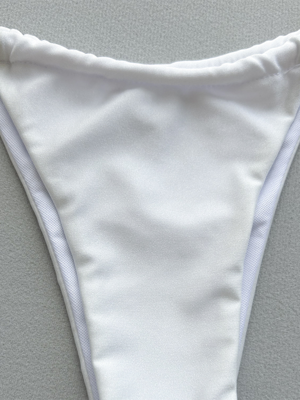 Deep V Solid Color Bikini – Sexy Knit Two-Piece with Moderate Stretch