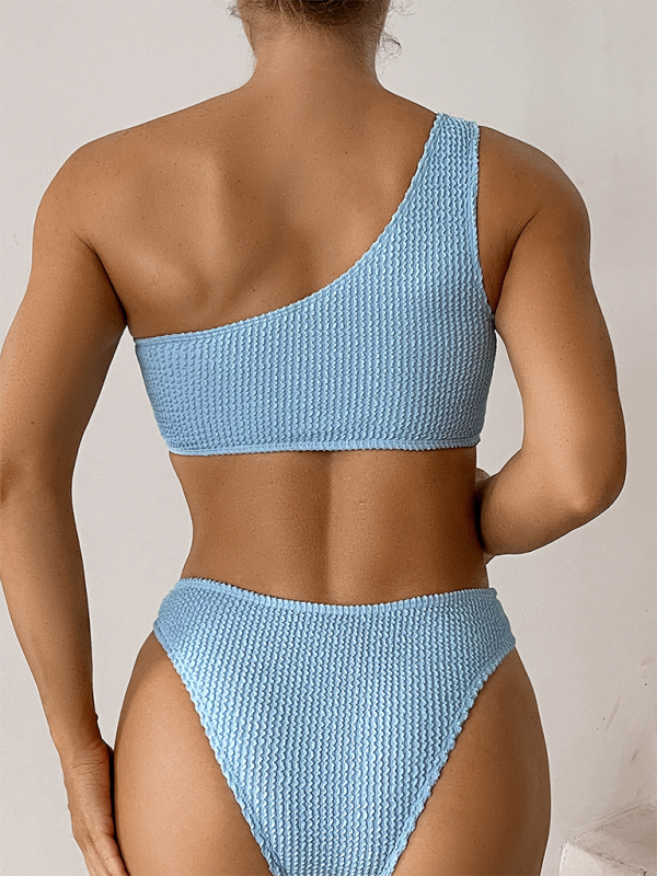 Three-Dimensional Floral Bikini Set – Knit Two-Piece with Moderate Stretch